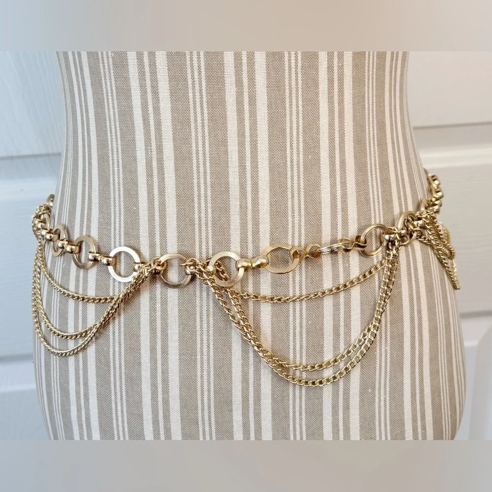Vintage Gold Tone Coin Chain Belt